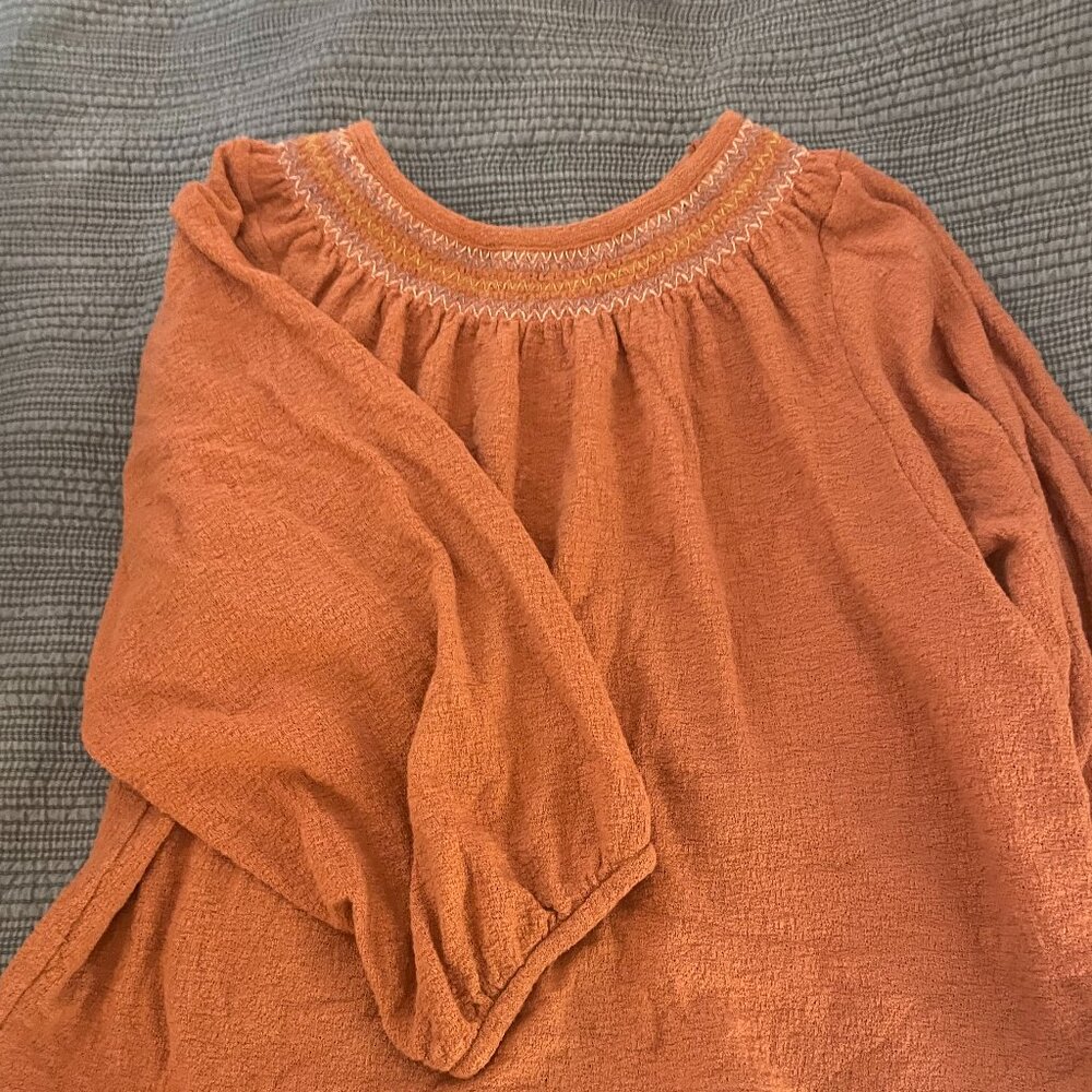 Madewell Drape Sleeve Orange Loose Fit Top